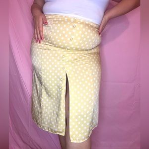 Yellow polka dot midi skirt